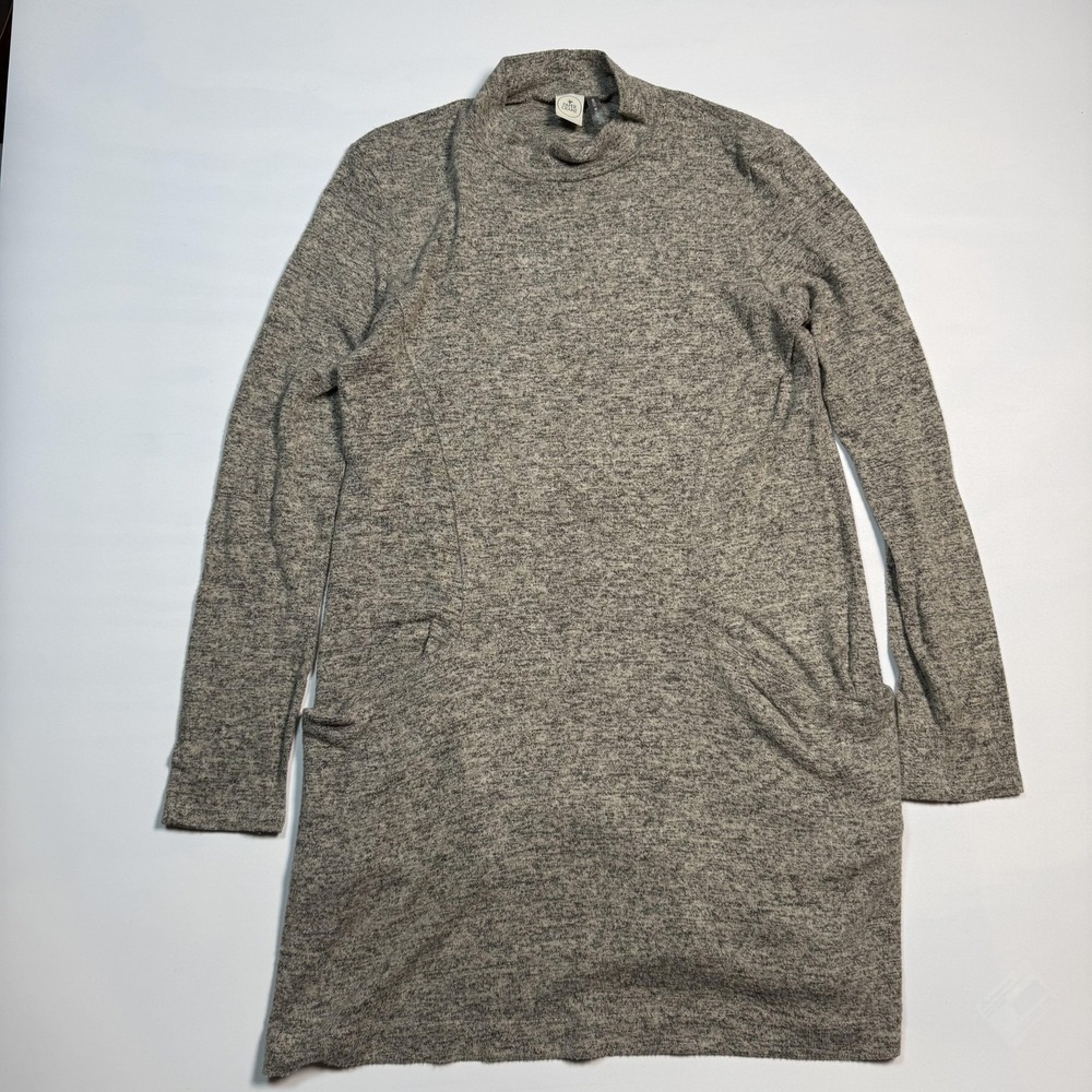 Paper Crane Sweater Dress Womens Small Gray Mock Neck Long Sleeve Knit Pockets